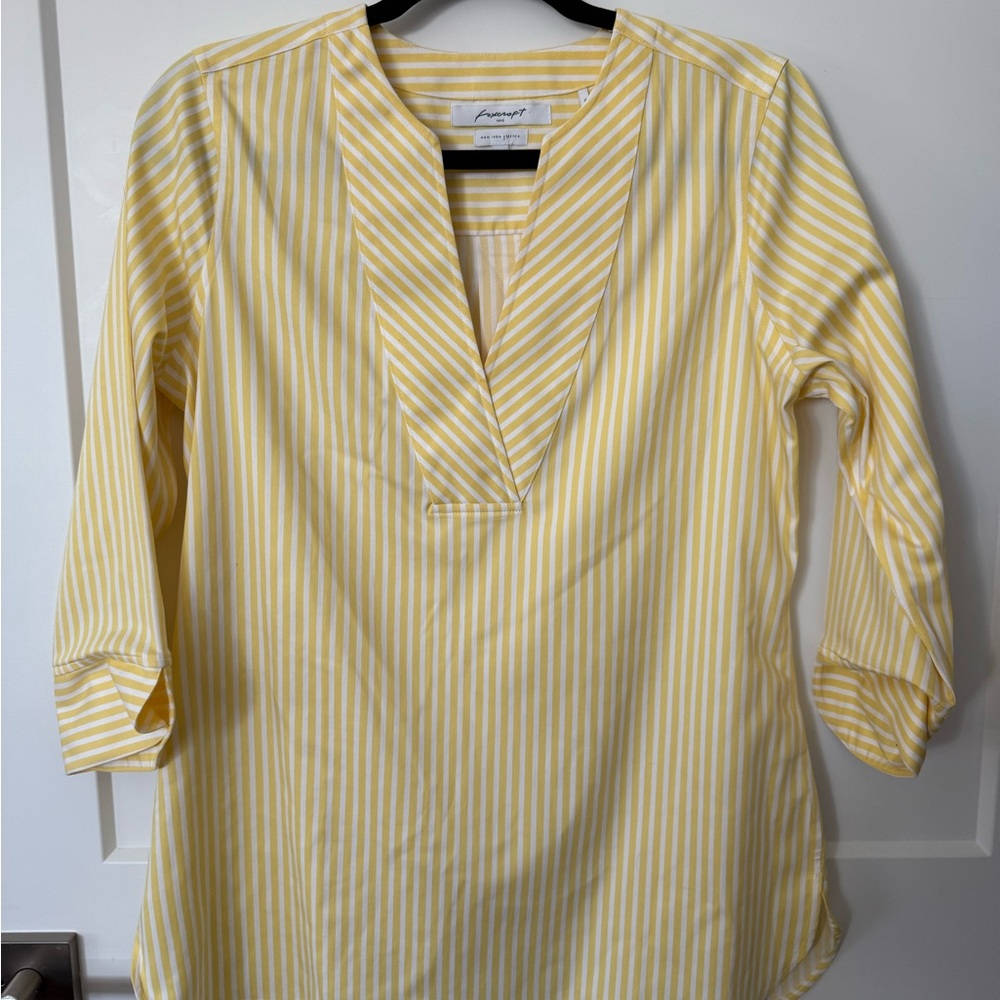 Foxcroft Yellow and White Striped Blouse